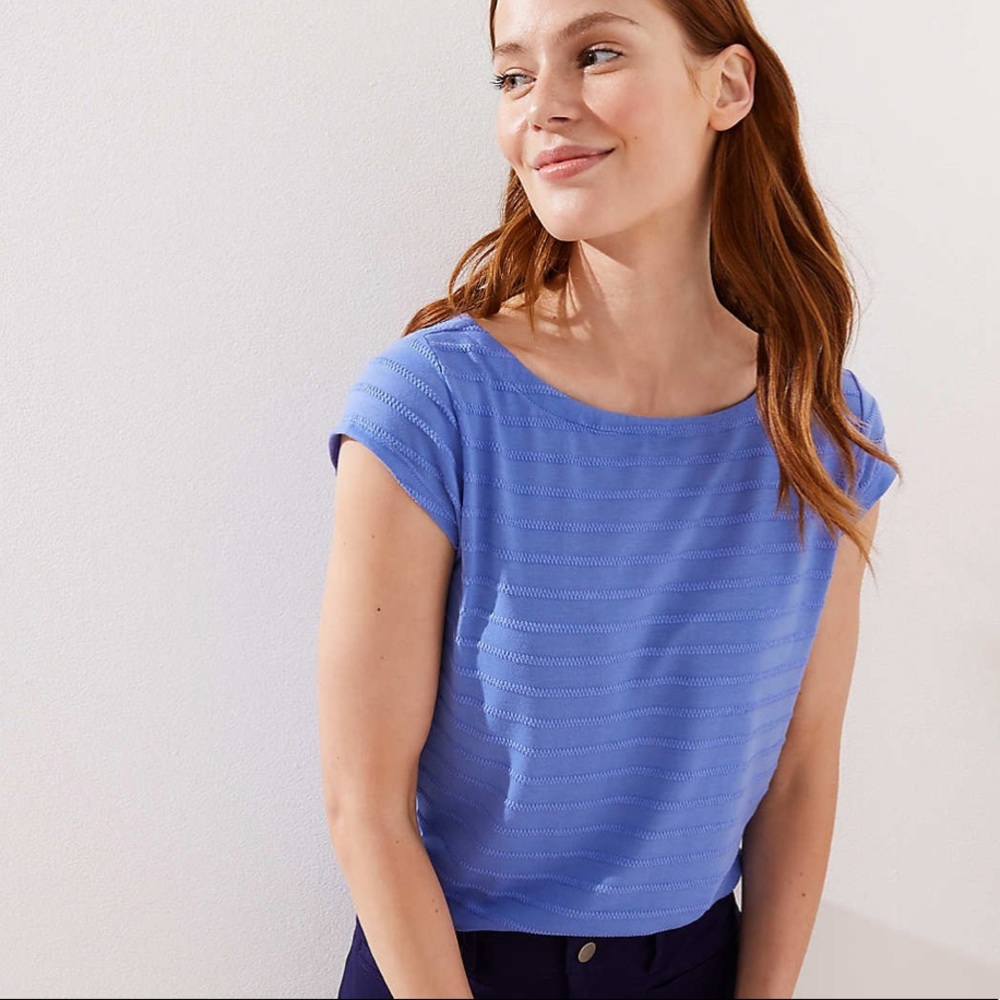 LOFT Textured Stripe Tie Back Tee